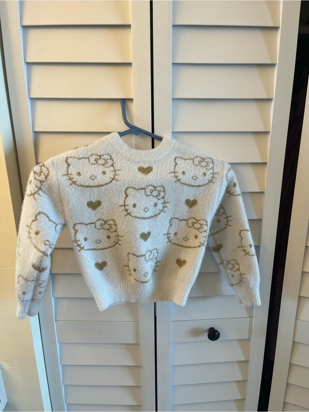 Hello Kitty Cream Sweater with Gold Heart Motif
